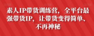 素人IP带货训练营,全平台最强带货IP,让带货变得简单、不再神秘-网赚项目众筹网