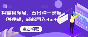 抖音视频号,五分钟一条原创视频,轻松月入3w+【独家秘诀,传授赚钱方法】【揭秘】-网赚项目众筹网