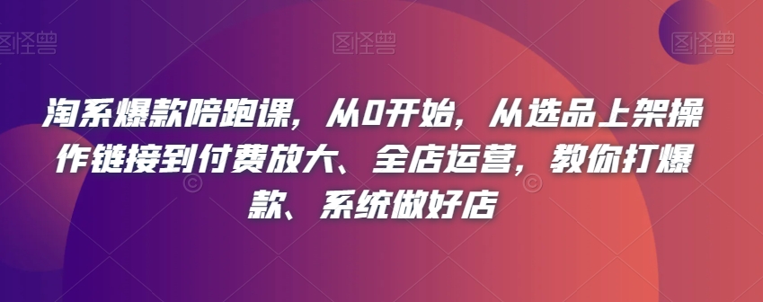 淘系爆款陪跑课，从0开始，从选品上架操作链接到付费放大、全店运营，教你打爆款、系统做好店-网赚项目众筹网