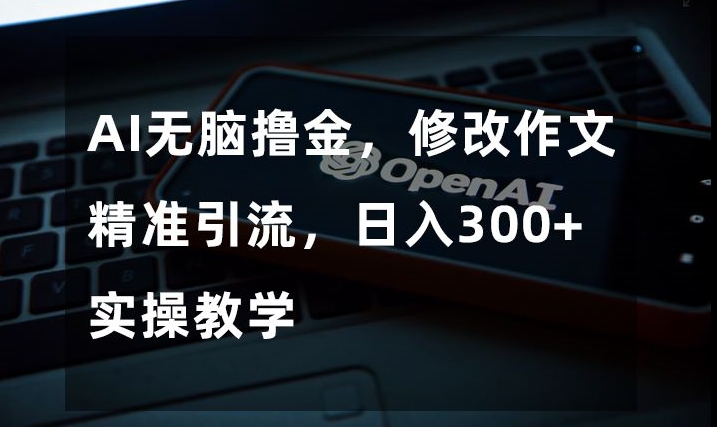 AI无脑撸金，修改作文精准引流，日入300+，实操教学【揭秘】-网赚项目众筹网