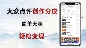 大众点评新玩法!零成本!新手也能每日轻松入袋300+!【揭秘】-网赚项目众筹网
