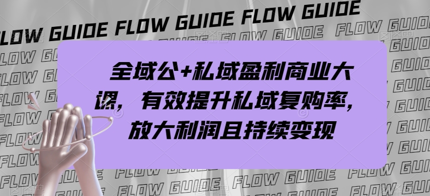 全域公+私域盈利商业大课，有效提升私域复购率，放大利润且持续变现-网赚项目众筹网