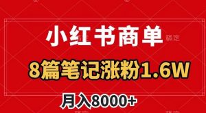 小红书商单最新玩法,8篇笔记涨粉1.6w,作品制作简单,月入8000+【揭秘】-网赚项目众筹网