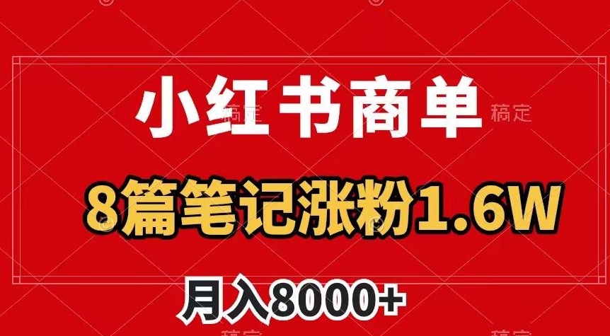 小红书商单最新玩法，8篇笔记涨粉1.6w，作品制作简单，月入8000+【揭秘】-网赚项目众筹网