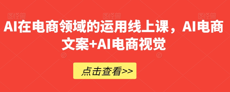AI在电商领域的运用线上课，​AI电商文案+AI电商视觉-网赚项目众筹网
