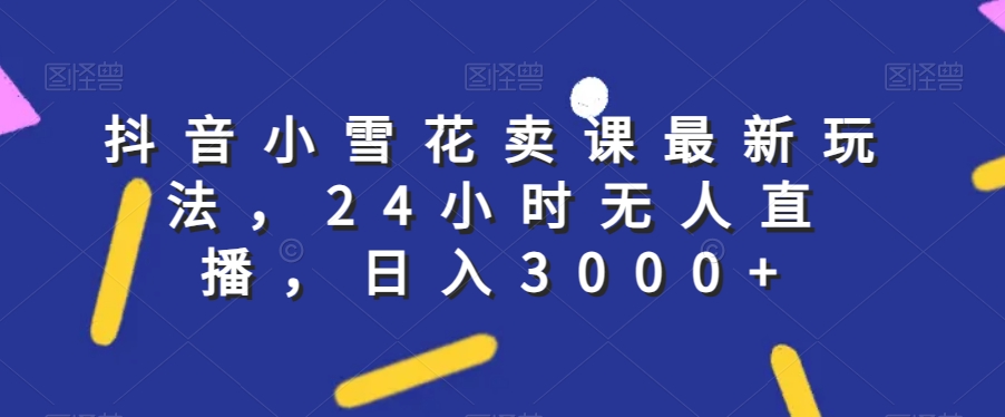 抖音小雪花卖课最新玩法，24小时无人直播，日入3000+【揭秘】-网赚项目众筹网