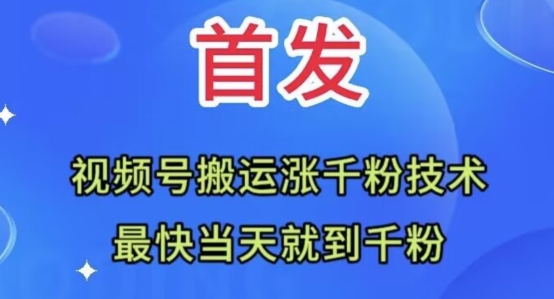 全网首发：视频号无脑搬运涨千粉技术，最快当天到千粉【揭秘】-网赚项目众筹网
