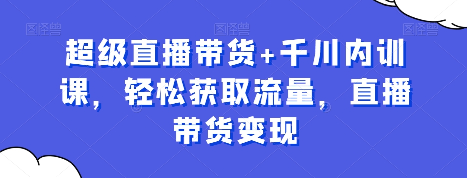 超级直播带货+千川内训课，轻松获取流量，直播带货变现-网赚项目众筹网