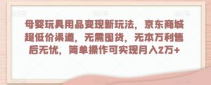 母婴玩具用品变现新玩法,京东商城超低价渠道,简单操作可实现月入2万+【揭秘】-网赚项目众筹网