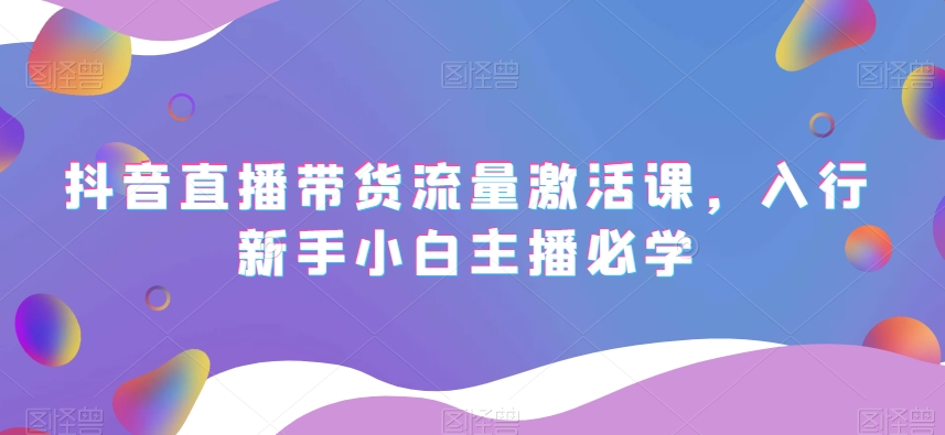 抖音直播带货流量激活课，入行新手小白主播必学-网赚项目众筹网
