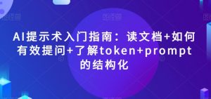 AI提示术入门指南:读文档+如何有效提问+了解token+prompt的结构化【揭秘】-网赚项目众筹网