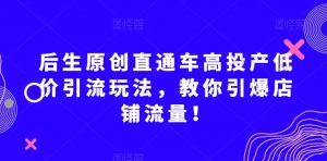 后生原创直通车高投产低价引流玩法,教你引爆店铺流量!-网赚项目众筹网