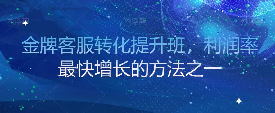 金牌客服转化提升班，利润率最快增长的方法之一-网赚项目众筹网