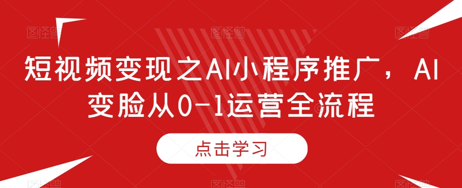 短视频变现之AI小程序推广，AI变脸从0-1运营全流程-网赚项目众筹网