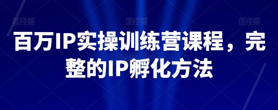 百万IP实操训练营课程，完整的IP孵化方法-网赚项目众筹网