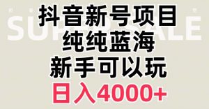 抖音蓝海赛道，必须是新账号，日入4000+【揭秘】-网赚项目众筹网