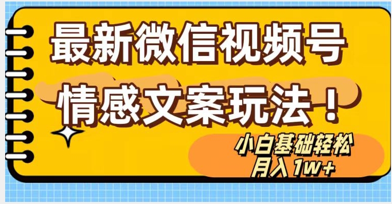 微信视频号情感文案最新玩法，小白轻松月入1万+无脑搬运【揭秘】-网赚项目众筹网