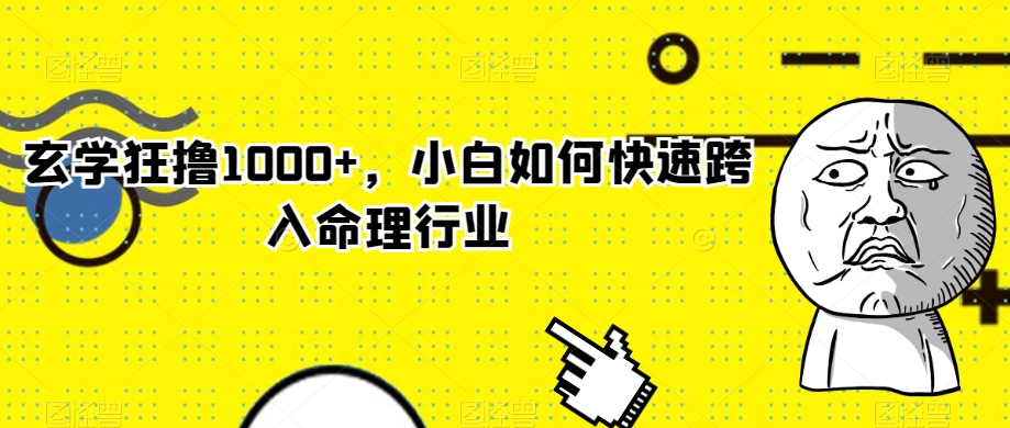 玄学狂撸1000+，小白如何快速跨入命理行业【揭秘】-网赚项目众筹网