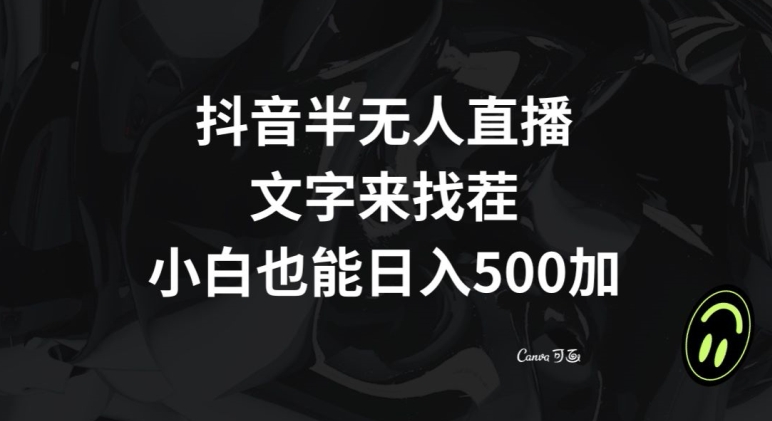 抖音半无人直播，文字来找茬小游戏，每天收益500+【揭秘】-网赚项目众筹网