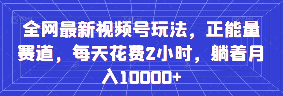 全网最新视频号玩法，正能量赛道，每天花费2小时，躺着月入10000+【揭秘】-网赚项目众筹网