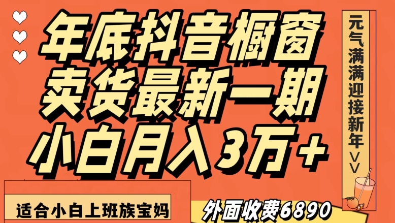 外面收费6890元年底抖音橱窗卖货最新一期，小白月入3万，适合小白上班族宝妈【揭秘】-网赚项目众筹网