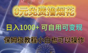 0元免费撸烟花日入1000+可自用可变现保姆级教程小白也可以操作【仅揭秘】-网赚项目众筹网