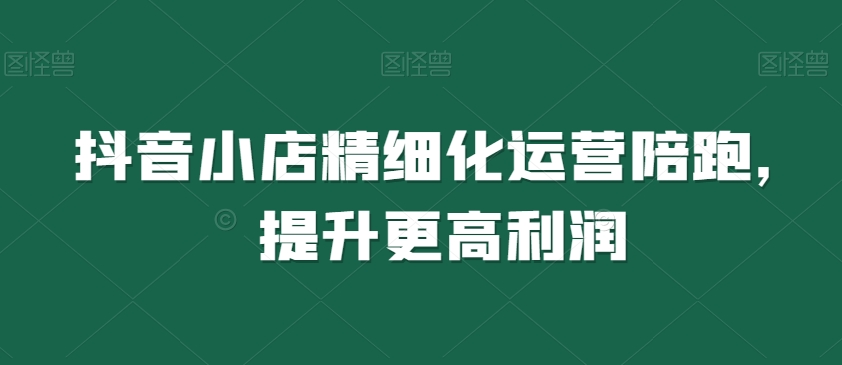 抖音小店精细化运营陪跑，提升更高利润-网赚项目众筹网