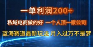 一单利润200私域电商做的好，一个人顶一家公司蓝海赛道最新玩法【揭秘】-网赚项目众筹网