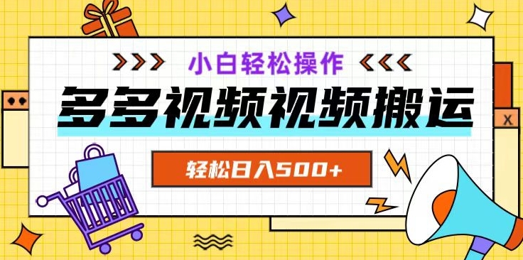 多多视频项目新手小白操作，轻松日入500+【揭秘】-网赚项目众筹网