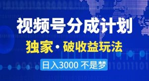 视频号分成计划,独家·破收益玩法,日入3000不是梦【揭秘】-网赚项目众筹网
