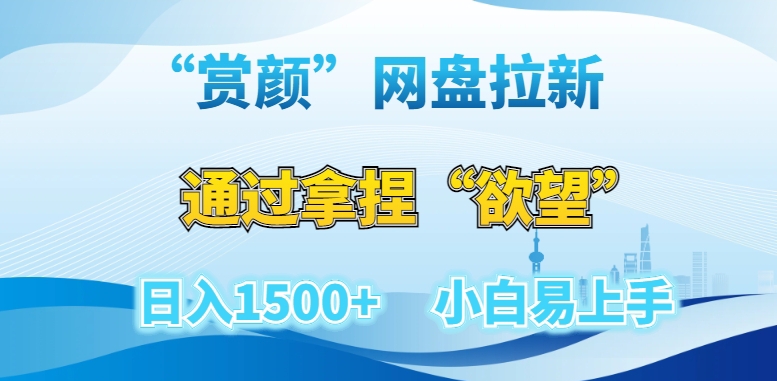 “赏颜”网盘拉新赛道，通过拿捏“欲望”日入1500+，小白易上手【揭秘】-网赚项目众筹网