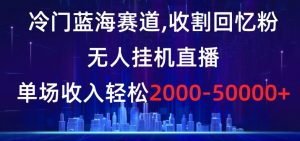 冷门蓝海赛道,收割回忆粉,无人挂机直播,单场收入轻松2000-5w+【揭秘】-网赚项目众筹网