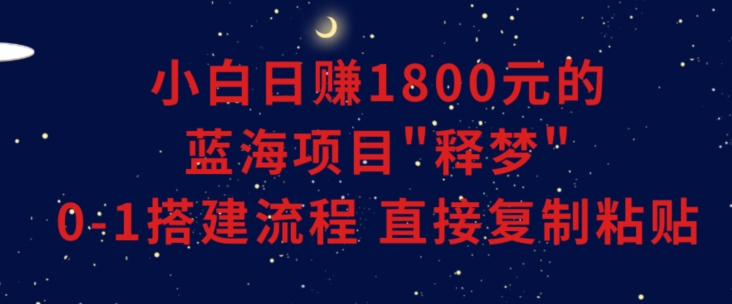 小白能日赚1800元的蓝海项目”释梦”0-1搭建流程可直接复制粘贴长期做【揭秘】-网赚项目众筹网