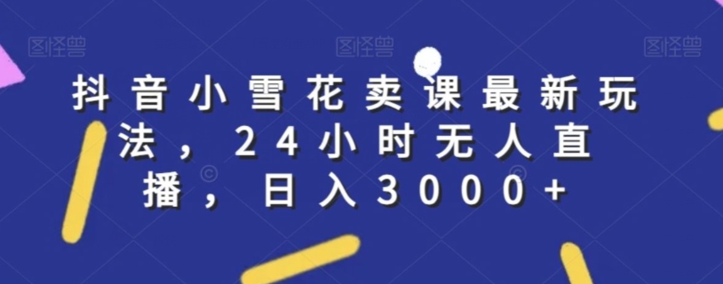 抖音小雪花卖课最新玩法，24小时无人直播，日入3000+【揭秘】-网赚项目众筹网