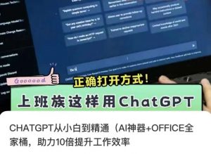 CHATGPT从小白到精通,AI神器+OFFICE全家桶,助力10倍提升工作效率-网赚项目众筹网
