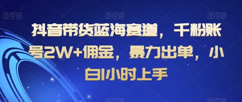 抖音带货蓝海赛道，千粉账号2W+佣金，暴力出单，小白1小时上手【揭秘】-网赚项目众筹网