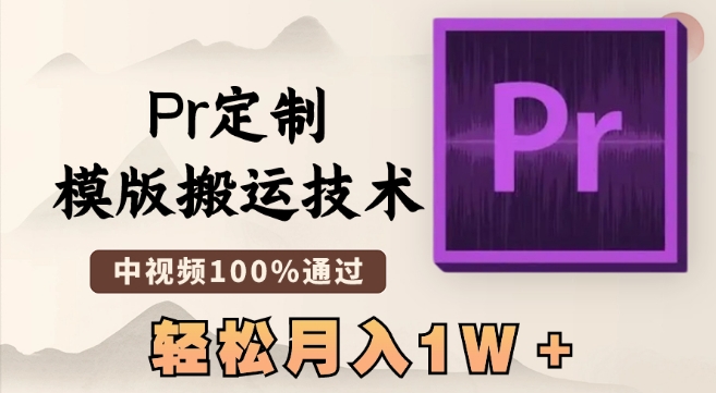 最新Pr定制模版搬运技术，中视频100%通过，几分钟一条视频，轻松月入1W＋【揭秘】-网赚项目众筹网