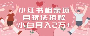 小红书相亲项目玩法拆解,有人通过这个副业项目做到了月收入2万多【揭秘】-网赚项目众筹网
