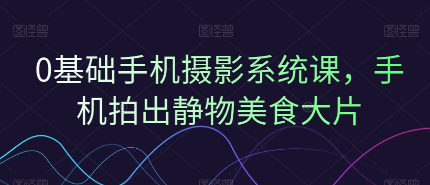 0基础手机摄影系统课，手机拍出静物美食大片-网赚项目众筹网
