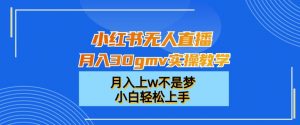 小红书无人直播月入30gmv实操教学,月入上w不是梦,小白轻松上手【揭秘】-网赚项目众筹网
