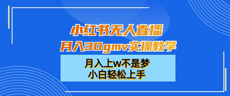 小红书无人直播月入30gmv实操教学，月入上w不是梦，小白轻松上手【揭秘】-网赚项目众筹网