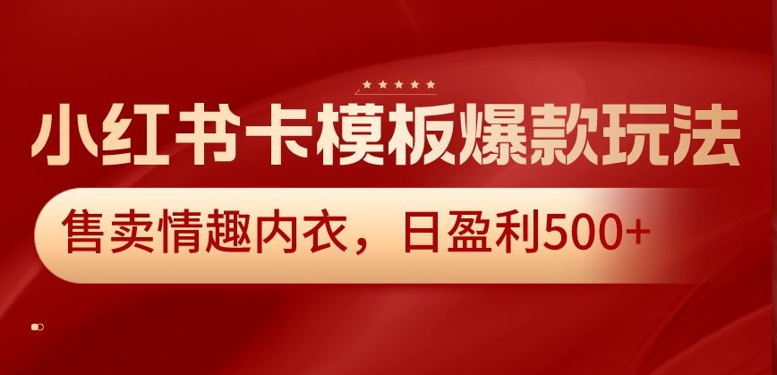 小红书卡模板爆款玩法，售卖情趣内衣，日盈利500+【揭秘】-网赚项目众筹网