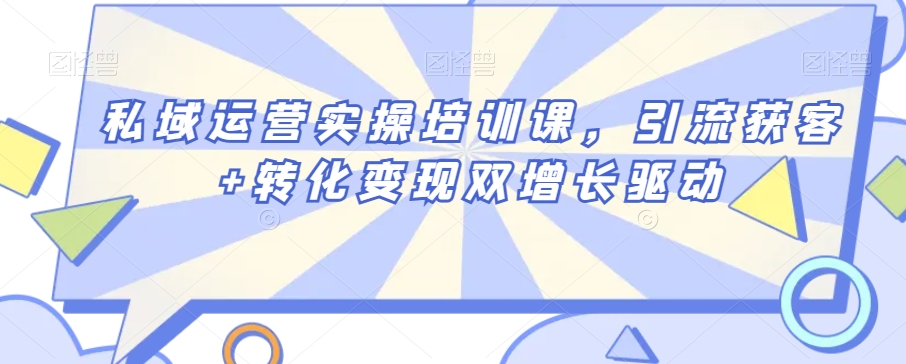 私域运营实操培训课，引流获客+转化变现双增长驱动-网赚项目众筹网