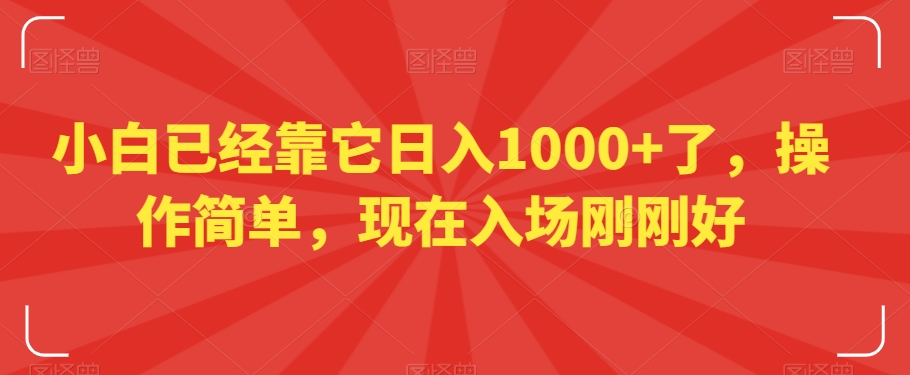 小白已经靠它日入1000+了，操作简单，现在入场刚刚好【揭秘】-网赚项目众筹网