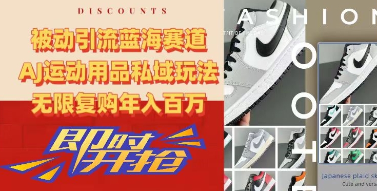 被动引流蓝海赛道，AJ运动用品私域玩法，无限复购年入百万【揭秘】-网赚项目众筹网
