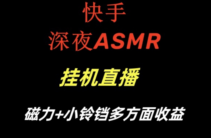 快手深夜ASMR挂机直播，磁力+小铃铛收益（附带工具和5G素材）【揭秘】-网赚项目众筹网