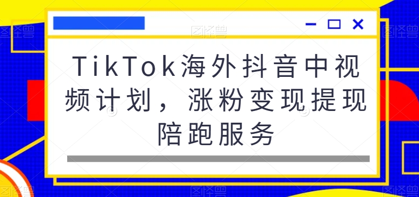 TikTok海外抖音中视频计划，涨粉变现提现陪跑服务-网赚项目众筹网