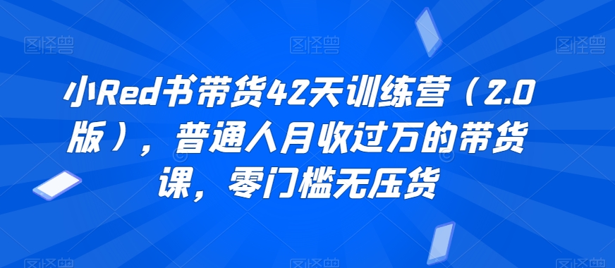 小Red书带货42天训练营（2.0版），普通人月收过万的带货课，零门槛无压货-网赚项目众筹网