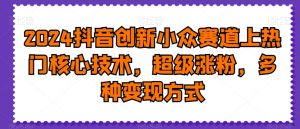 2024抖音创新小众赛道上热门核心技术,超级涨粉,多种变现方式【揭秘】-网赚项目众筹网