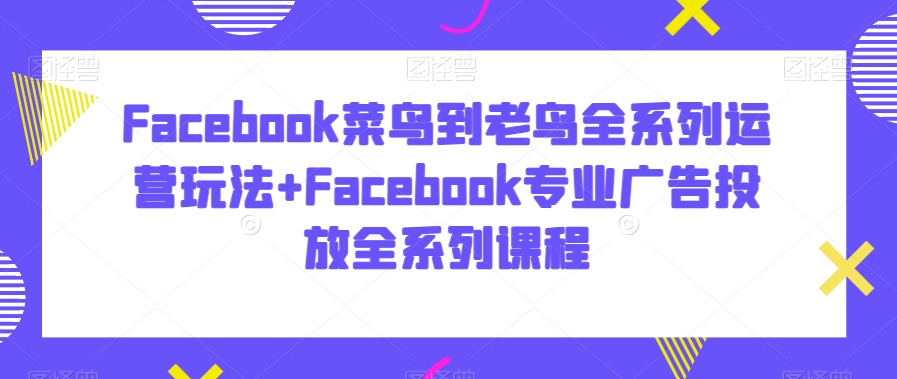 Facebook菜鸟到老鸟全系列运营玩法+Facebook专业广告投放全系列课程-网赚项目众筹网